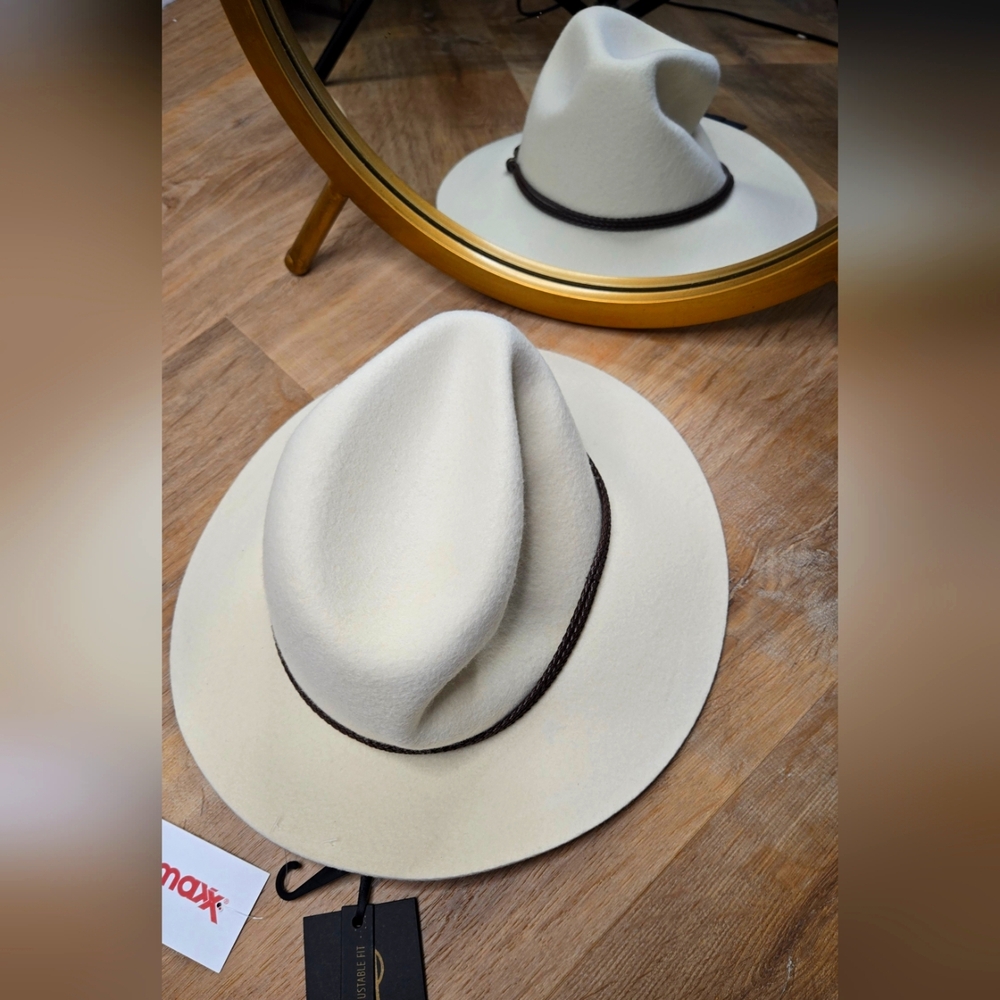 House Of HARLOWCream Fedora Hat with Brown Band
